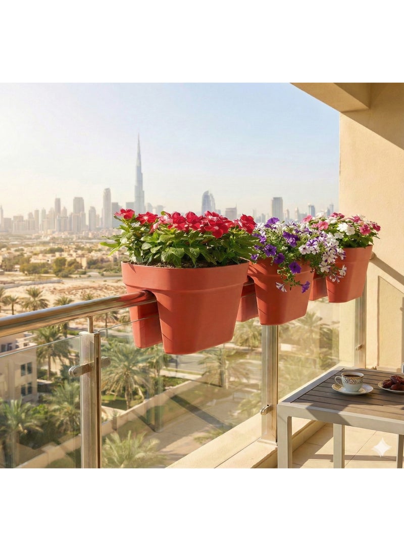 IDEL Self Hanging Flower Planter Pot PBACK – Balcony & Garden Pots with Adjustable Hooks and Self Watering – Durable Premium Hanging Planters – Made in Italy (Clay, 30cm) - Image 3